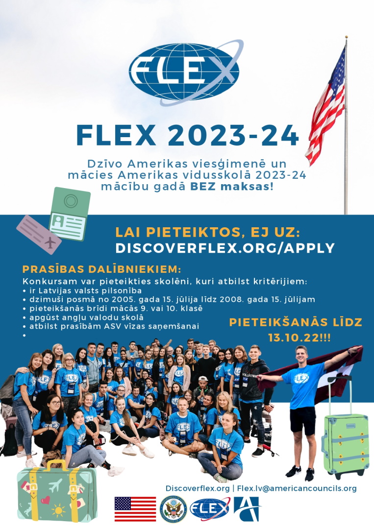 You are currently viewing Pieteikšanās FLEX apmaiņas programmas stipendijai 2023-24 mācību gadam ir sākusies!